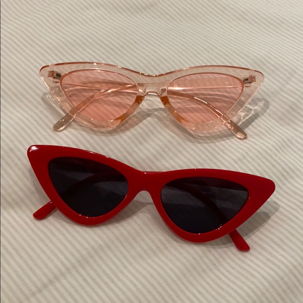 NEW (bundle) cat eye sunglasses pink & red